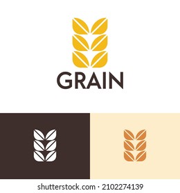 Organic wheat grain logo design concept. Agriculture crop farm logomark illustration. Can representing plant, vegan, food, harvest, health, bread, cereal.