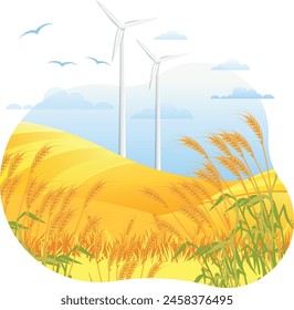 Organic wheat isometric Vector wheat growth stage. wheat field