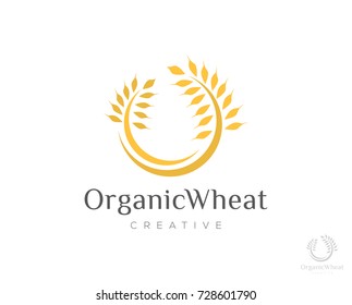 organic wheat logo icon vector 