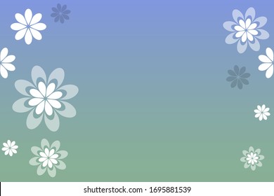 Organic white flower shape elements and shadow on cold colorful background.