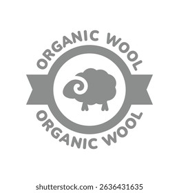 Organic wool vector label. Sheep natural wool icon.