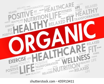 ORGANIC word cloud background, health concept