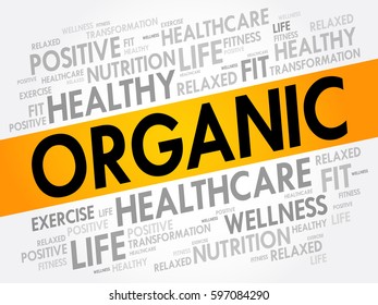 ORGANIC word cloud, fitness, sport, health concept