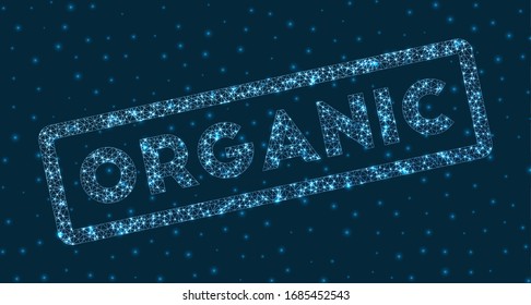 Organic word in digital style. Glowing geometric Organic badge. Attractive vector illustration.