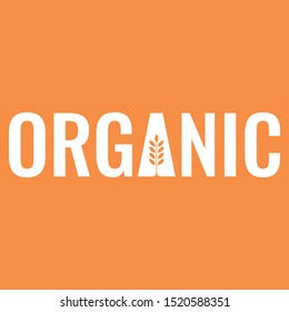 Organic Word And Spike Symbol. Organic Word Logo