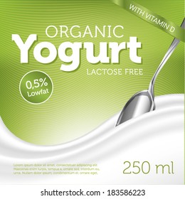 Organic Yogurt on green background