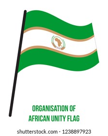 Organisation Of African Unity Flag Waving Vector Illustration On White Background.