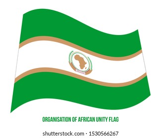 Organisation Of African Unity Flag Waving Vector Illustration On White Background.