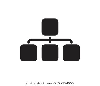 Organisation hierarchy or sitemap data chart icon, business structure, project team,  flowchart, process, top to bottom, workflow diagram, mapping of data vector icon, sign, symbol, logo, illustration