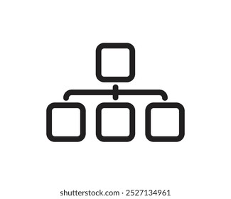 Organisation hierarchy or sitemap data chart icon, business structure, project team,  flowchart, process, top to bottom, workflow diagram, mapping of data vector icon, sign, symbol, logo, illustration