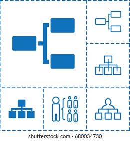 Organisation icon. set of 6 organisation filled and outline icons such as