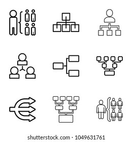 Organisation icons. set of 9 editable outline organisation icons such as structure