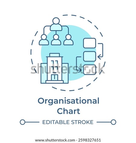 Organisational chart soft blue concept icon. Corporate hierarchy, company structure. Round shape line illustration. Abstract idea. Graphic design. Easy to use in infographic, presentation