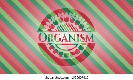 Organism christmas colors style badge. Vector Illustration. Detailed.