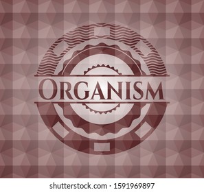 Organism red seamless geometric pattern emblem. Seamless.