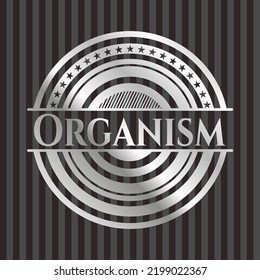 Organism silver shiny badge. Vector Illustration. Mosaic. 