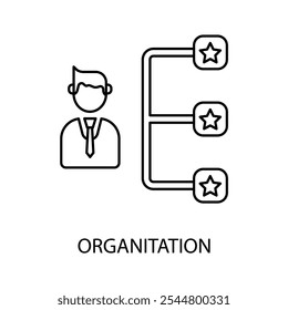 Icono de línea de concepto de organización. Ilustración de elemento simple. diseño de símbolo de esquema de concepto de organización.