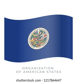 Organization of American States waving flag vector icon. Fluttered in the wind. Vector illustration isolated on white.