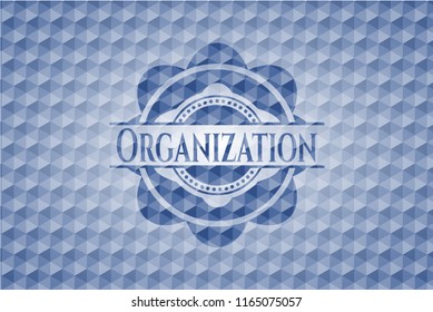 Organization blue polygonal emblem.