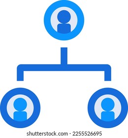 Organization business management icon with blue duotone style. Teamwork, people, management, person, manager, symbol, partnership. Vector illustration