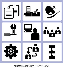 organization and business management icon set, vector