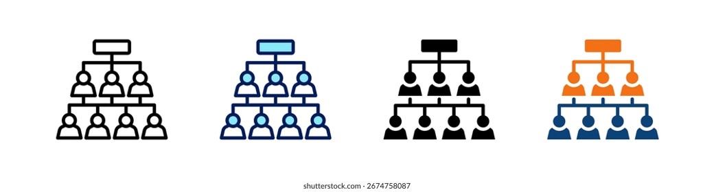 Organigramm All In One Icon Multi Styles Vektor Set