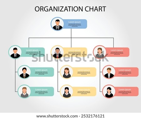 Organization chart business template for company to show the structure