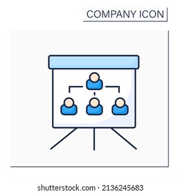 Organization chart color icon. Company internal structure. Divide roles, responsibilities between individuals within an entity.Company concept. Isolated vector illustration