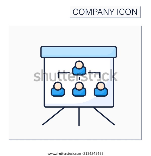 Organization chart
color icon. Company internal structure. Divide roles,
responsibilities between individuals within an entity.Company
concept. Isolated vector
illustration