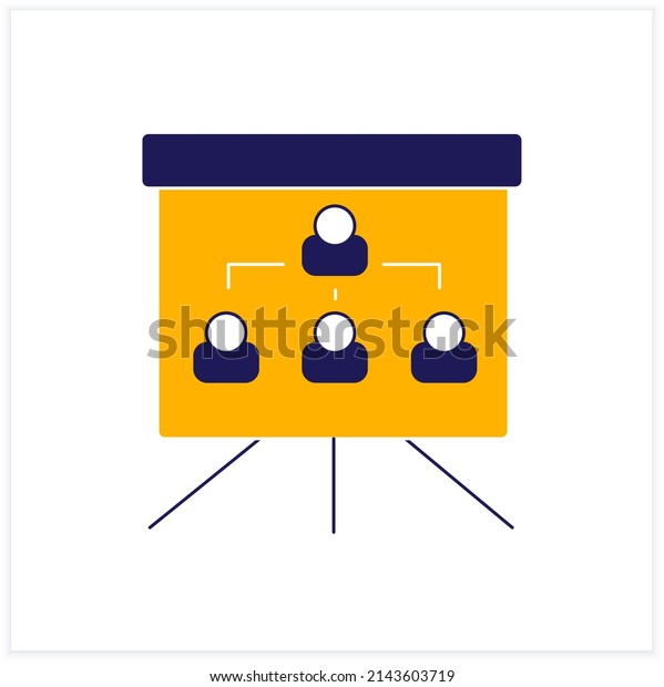 Organization chart\
color icon. Company internal structure. Divide roles,\
responsibilities between individuals within an entity.Company\
concept. Color vector\
illustration