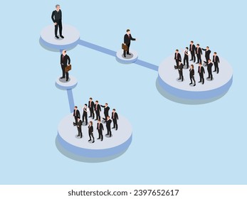 Organization Chart of Company or Government Hierarchy 3d isometric vector concept for landing page, banner, illustration