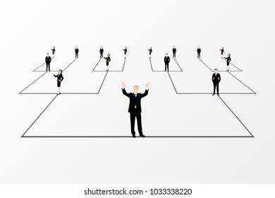 Organization chart. Corporate hierarchy. Business network. Pyramid. Vector illustration