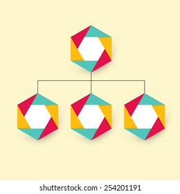 Organization chart with hexagon border. infographic hexagon diagram. vector illustration.