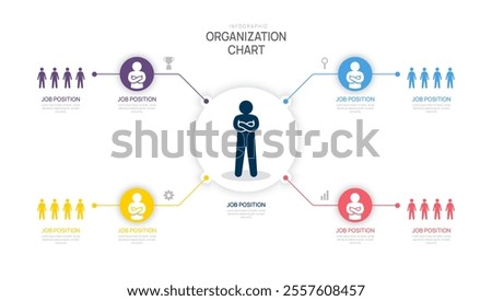 organization chart hierarchy Infographic template for with business icons avatar. vector illustration.
