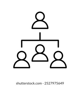 Organization chart hierarchy vector icon. Enterprise management subordinate structure. company head of departments. Businessman manager employee
