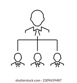 Organization chart hierarchy vector icons. head of departments. Enterprise management subordinate structure. 