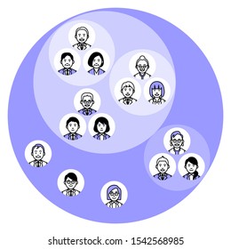 Organigramm-Hakenbildung. Vektorillustration.