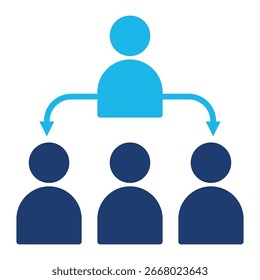 Icono De Gráfico De Organización En Diseño Plano Monocromo Azul, Ilustración vectorial