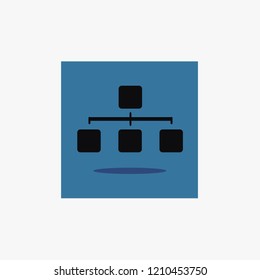 organization chart icon in blue square vector