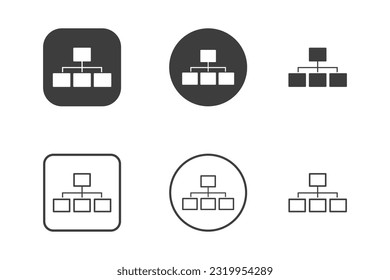 Organization chart icon design 6 variations. Isolated on white background.
