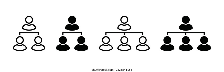 Icono de organigrama. Estructura de la información de los subordinados de la gestión de la empresa. Infografía del símbolo de empleado del gerente de negocios en línea y estilo plano para aplicaciones y sitios web. Ilustración del vector