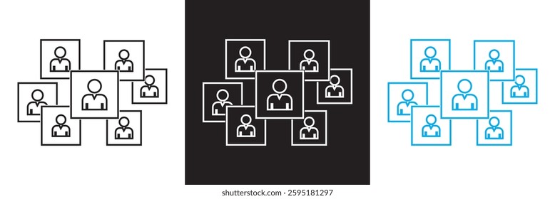 Organization chart icon.  Isolated on white, pink and black background. Vector illustration. EPS 10
