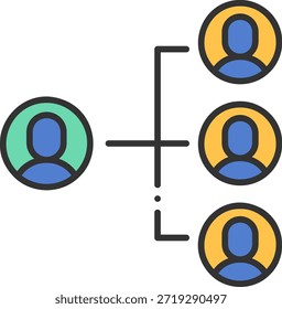 Ícone do Organograma com Membros Líderes e Equipes