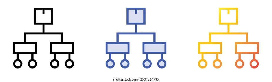 organization chart icon. Linear, Blue Fill and Gradient Style Design Isolated On White Background