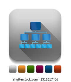 Organization Chart Icon With Long Shadow Over App Button