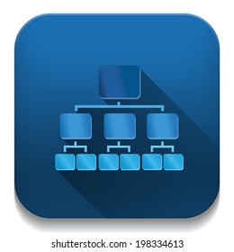 Organization chart icon With long shadow over app button