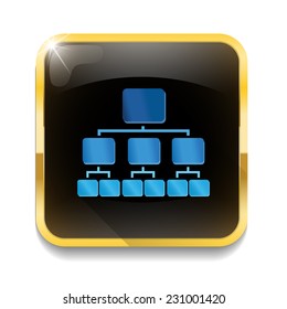 Organization chart icon With long shadow over app button