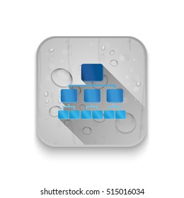Organization chart icon With long shadow over app button