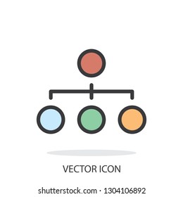 Organization Chart Icon On White Background - Vector Illustration Eps10