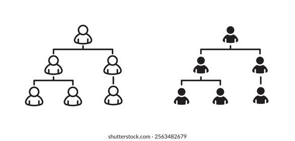 Organization chart icons in outline and fill. vector illustration for ui.